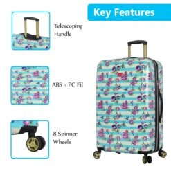 Betsey Johnson 26 Inch Checked Luggage Collection - Expandable Scratch Resistant (ABS + PC) Hardside Suitcase - Designer Lightweight Bag With 8-Rolling Spinner Wheels (Stripe Floral Hummingbird) 15 Betsey Johnson 26 Inch Checked Luggage Collection - Expandable Scratch Resistant (ABS + PC) Hardside Suitcase - Designer Lightweight Bag With 8-Rolling Spinner Wheels (Stripe Floral Hummingbird) -Vera Bradley Shop 81BwunmZdkL