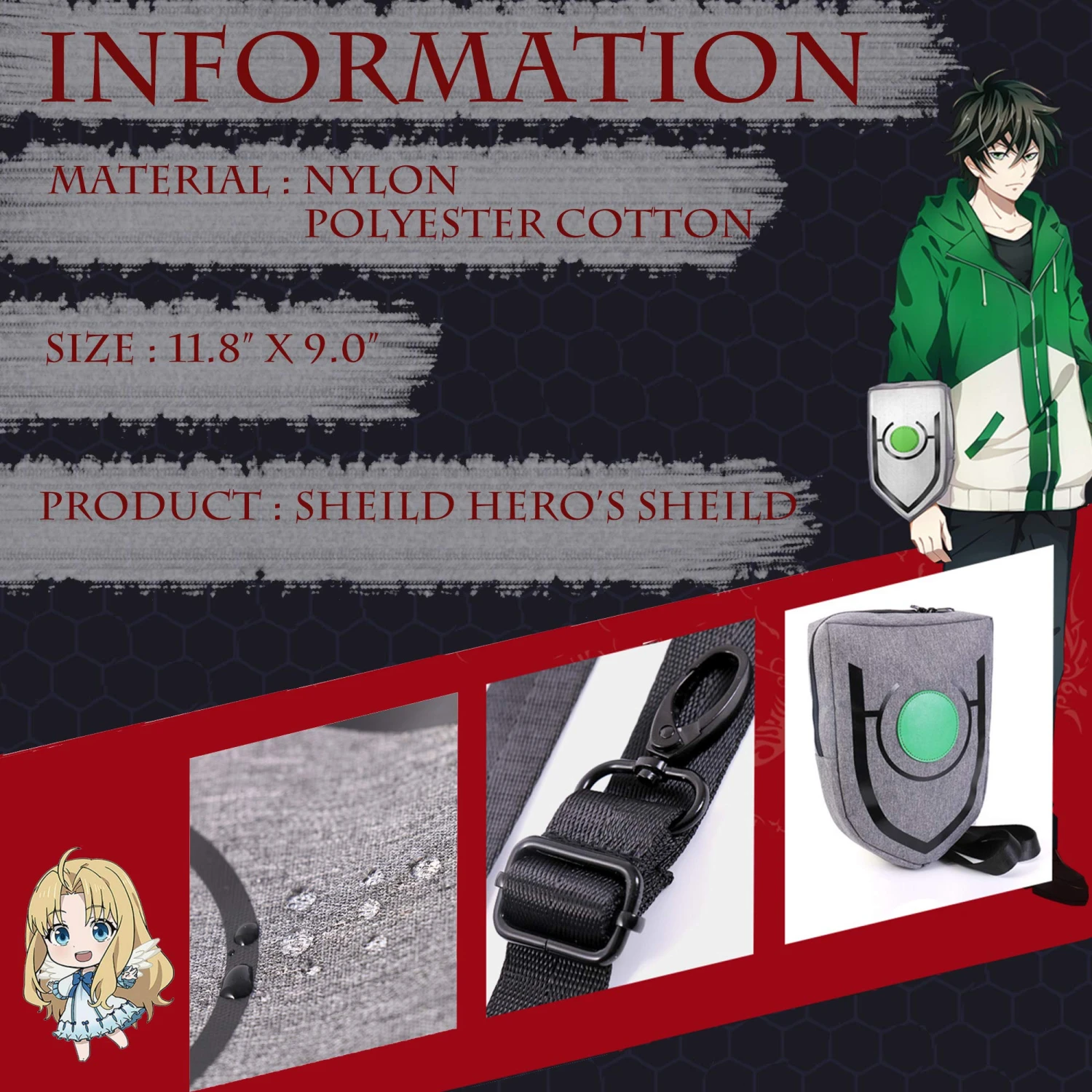 JAPANSCHOICE Sheild Bag Of Naofumi Iwatani - Sports Travel Backpack Laptop Bags Shoulder Sling Bag Crossbody Purse - The Rising Of Shield Hero (Sheild) 6 JAPANSCHOICE Sheild Bag Of Naofumi Iwatani - Sports Travel Backpack Laptop Bags Shoulder Sling Bag Crossbody Purse - The Rising Of Shield Hero (Sheild) - Image 4