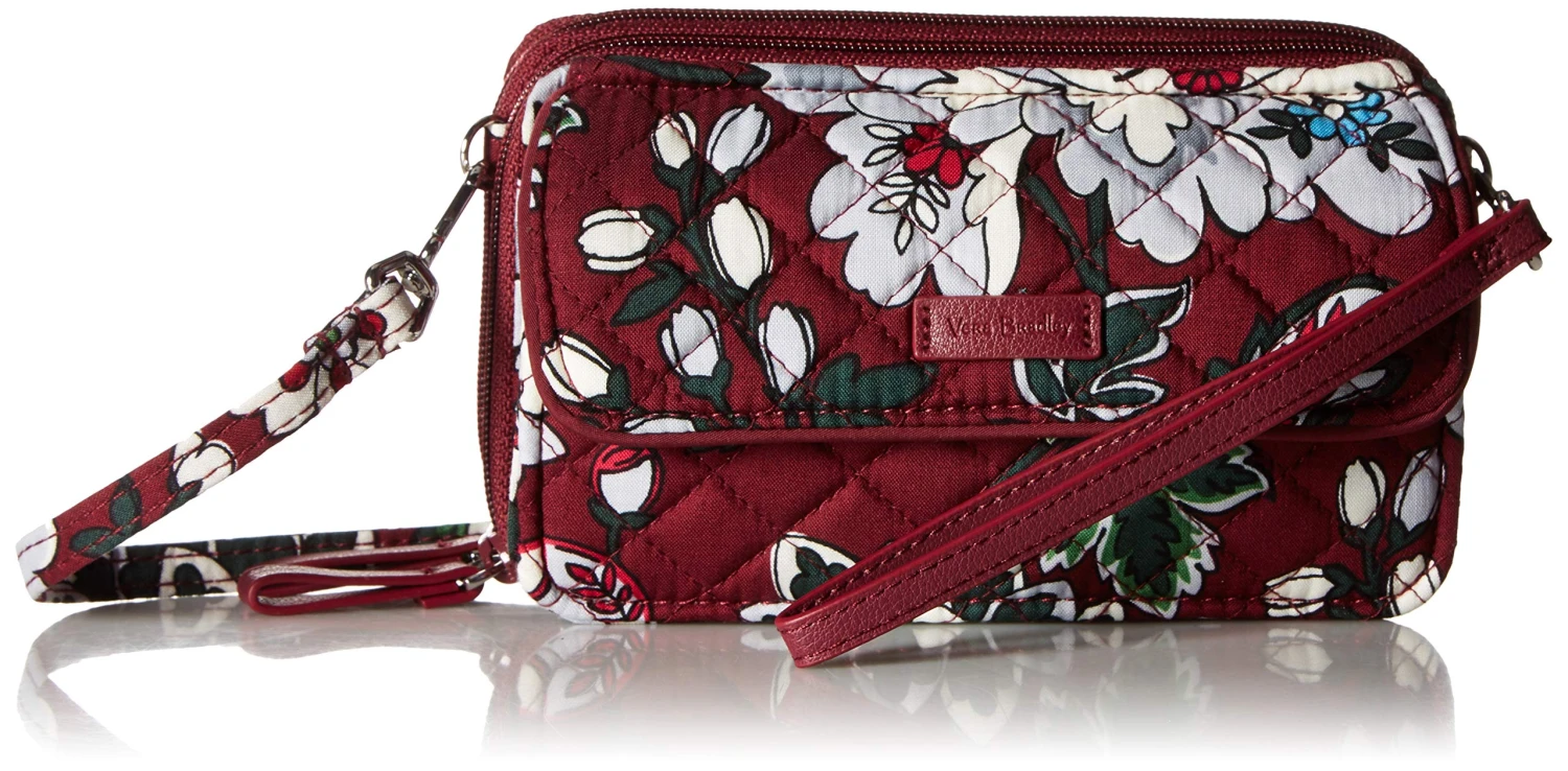Vera Bradley Women's Signature Cotton RFID All In One Crossbody Wristlet , Bordeaux Blooms, One Size 3 Vera Bradley Women's Signature Cotton RFID All In One Crossbody Wristlet , Bordeaux Blooms, One Size