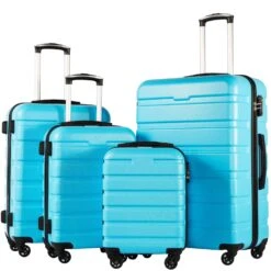COOLIFE Luggage 4 Piece Set Suitcase Spinner Hardshell Lightweight TSA Lock (Family Set-Sky Blue) 15 COOLIFE Luggage 4 Piece Set Suitcase Spinner Hardshell Lightweight TSA Lock (Family Set-Sky Blue) -Vera Bradley Shop 81h6GsLgXEL