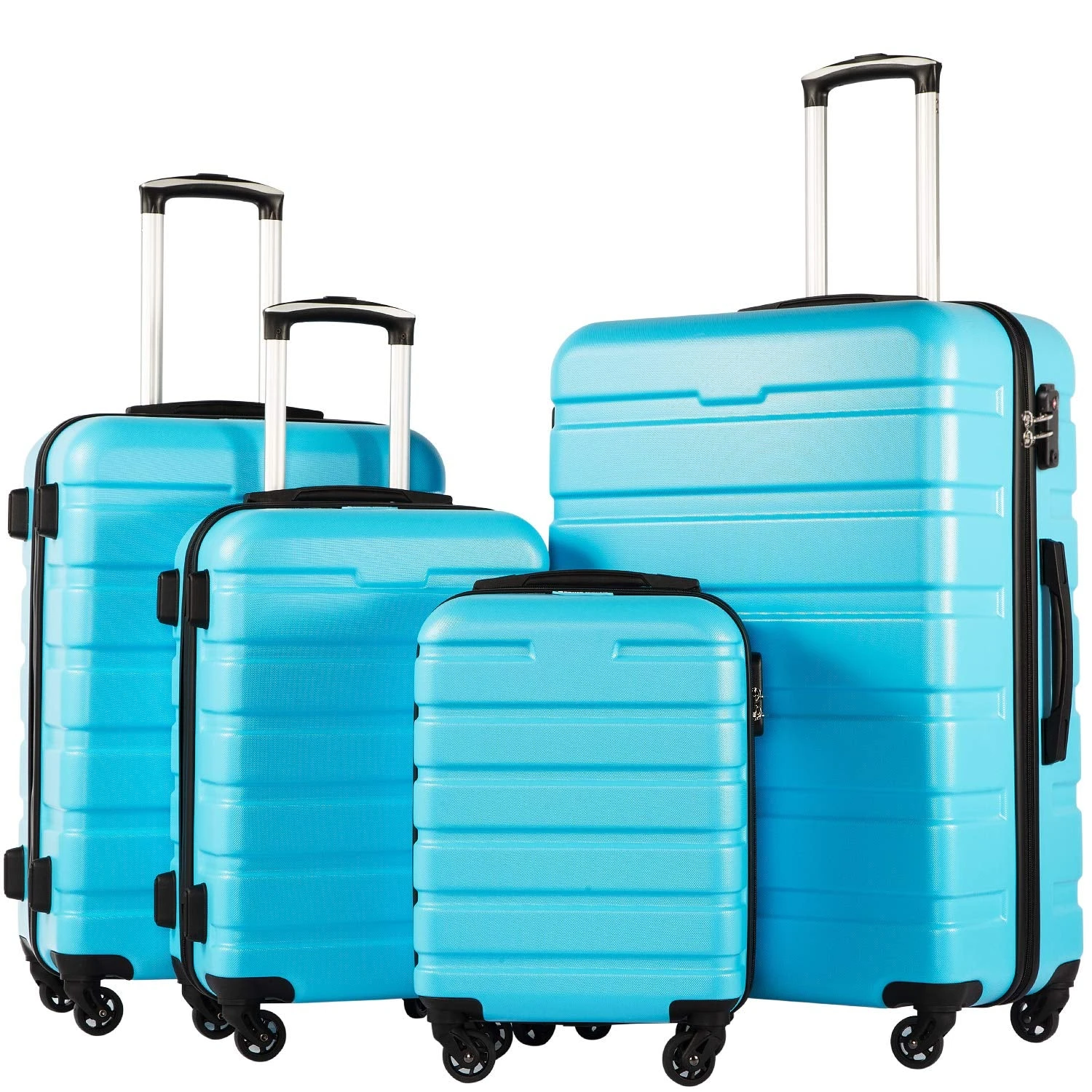 COOLIFE Luggage 4 Piece Set Suitcase Spinner Hardshell Lightweight TSA Lock (Family Set-Sky Blue) 9 COOLIFE Luggage 4 Piece Set Suitcase Spinner Hardshell Lightweight TSA Lock (Family Set-Sky Blue) - Image 7