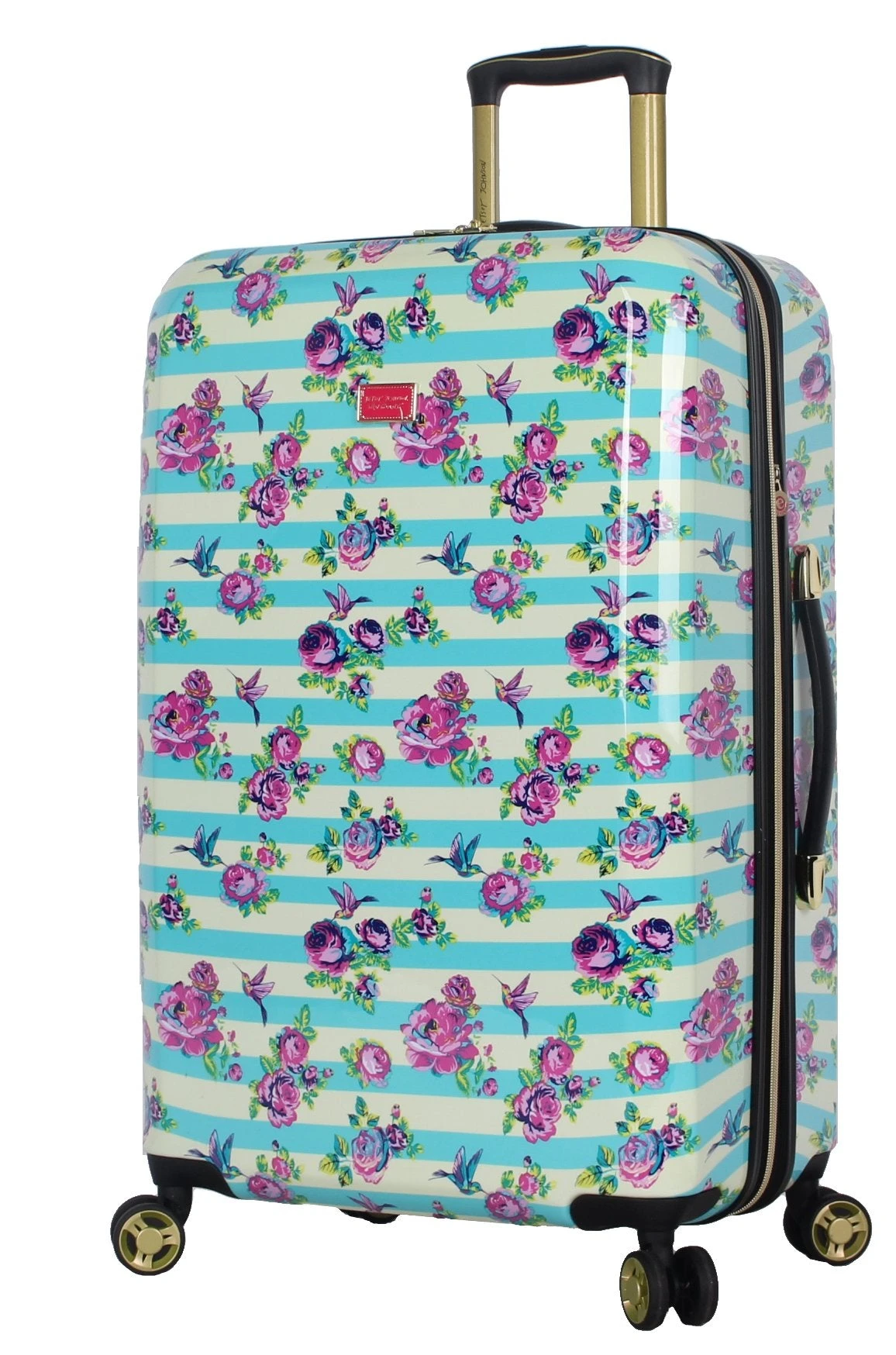 Betsey Johnson 26 Inch Checked Luggage Collection - Expandable Scratch Resistant (ABS + PC) Hardside Suitcase - Designer Lightweight Bag With 8-Rolling Spinner Wheels (Stripe Floral Hummingbird) 3 Betsey Johnson 26 Inch Checked Luggage Collection - Expandable Scratch Resistant (ABS + PC) Hardside Suitcase - Designer Lightweight Bag With 8-Rolling Spinner Wheels (Stripe Floral Hummingbird)