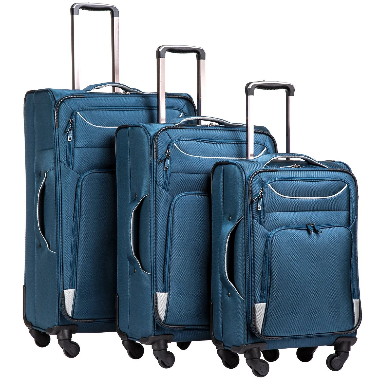 Coolife Luggage 3 Piece Set Suitcase Spinner Softshell Lightweight (blue+sliver) 3 Coolife Luggage 3 Piece Set Suitcase Spinner Softshell Lightweight (blue+sliver)