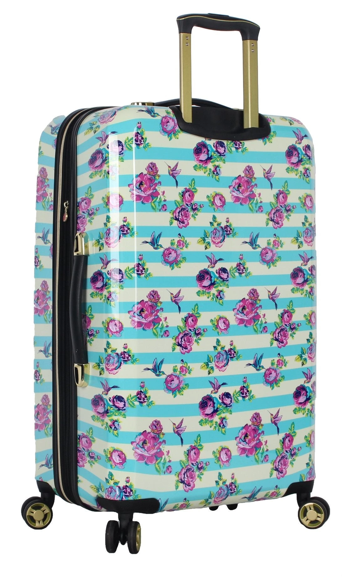 Betsey Johnson 26 Inch Checked Luggage Collection - Expandable Scratch Resistant (ABS + PC) Hardside Suitcase - Designer Lightweight Bag With 8-Rolling Spinner Wheels (Stripe Floral Hummingbird) 8 Betsey Johnson 26 Inch Checked Luggage Collection - Expandable Scratch Resistant (ABS + PC) Hardside Suitcase - Designer Lightweight Bag With 8-Rolling Spinner Wheels (Stripe Floral Hummingbird) - Image 6