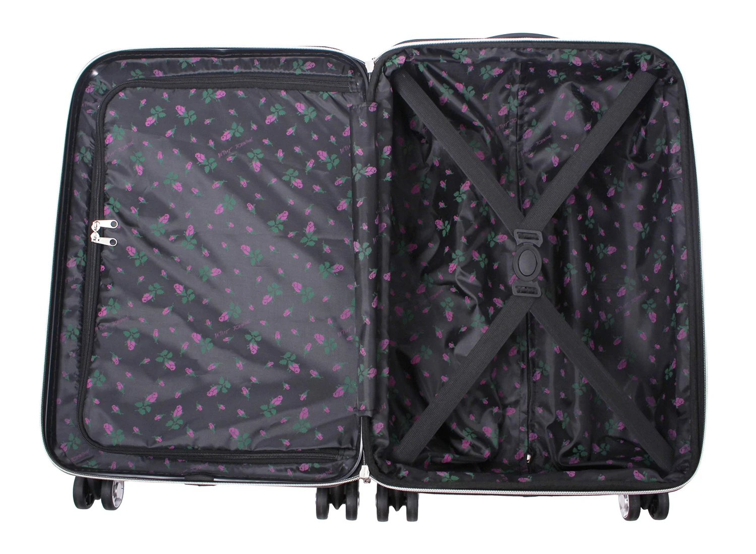 Betsey Johnson 30 Inch Checked Luggage Collection - Expandable Scratch Resistant (ABS + PC) Hardside Suitcase - Designer Lightweight Bag With 8-Rolling Spinner Wheels (Stripe Roses) 6 Betsey Johnson 30 Inch Checked Luggage Collection - Expandable Scratch Resistant (ABS + PC) Hardside Suitcase - Designer Lightweight Bag With 8-Rolling Spinner Wheels (Stripe Roses) - Image 4