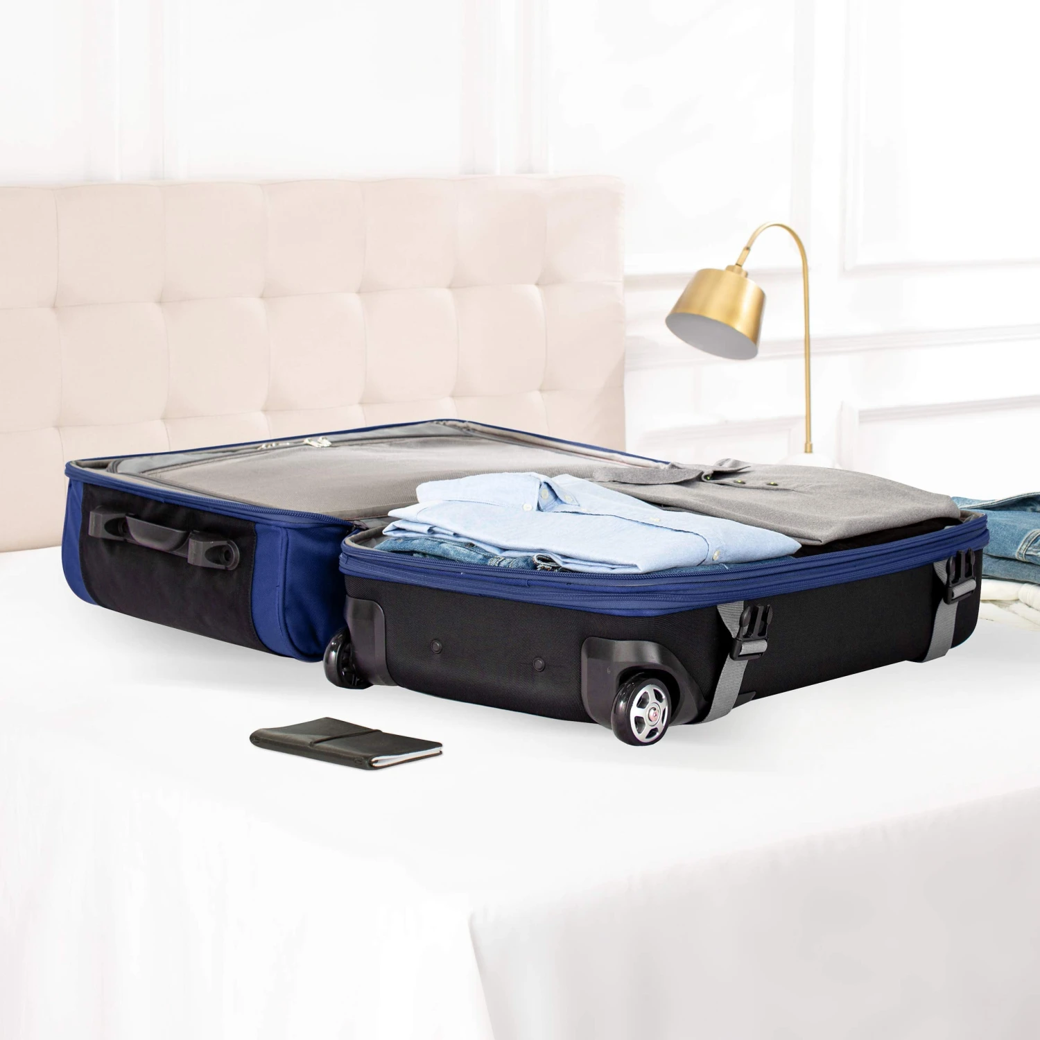 AmazonBasics Rolling Travel Duffel Bag Luggage With Wheels, Medium, Blue 8 AmazonBasics Rolling Travel Duffel Bag Luggage With Wheels, Medium, Blue - Image 6