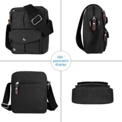 Catmacas Small Vintage Durable Multi-pocket Canvas Shoulder Ipad Messenger Bag Satchel Crossbody Sling Bag Fanny Bag For Men And Women Black -Vera Bradley Shop 81x0VLjtLBL