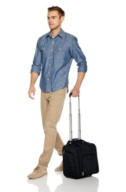 AmazonBasics Underseat Carry-On Rolling Travel Luggage Bag - Black Quilted -Vera Bradley Shop 81xTnGsNdwL