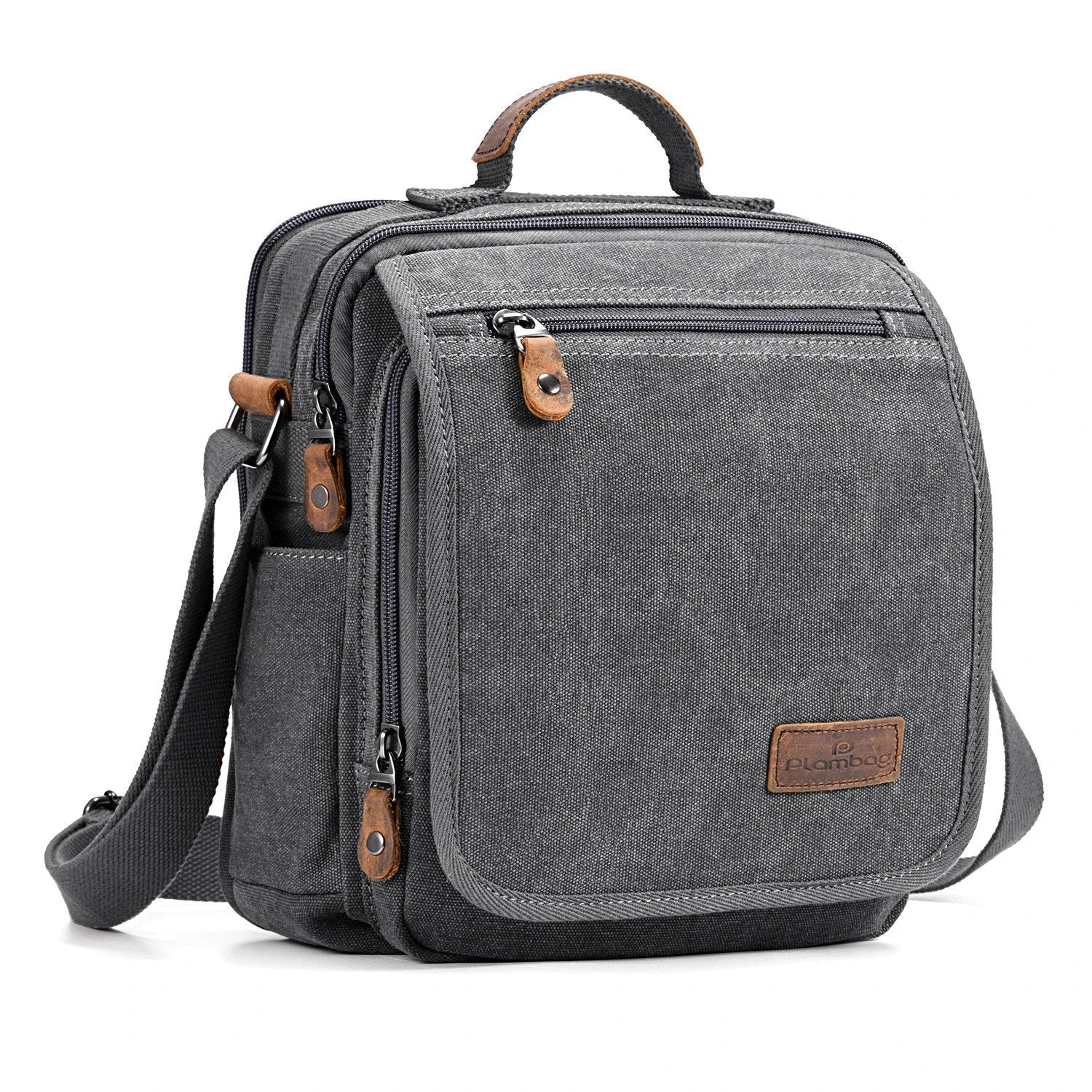 Plambag Canvas Messenger Bag Small Travel School Crossbody Bag Fit IPad Grey 3 Plambag Canvas Messenger Bag Small Travel School Crossbody Bag Fit IPad Grey