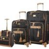 Steve Madden Luggage 3 Piece Softside Spinner Suitcase Set Collection (20"/28"/Under Seat Bag) (Harlo Black) -Vera Bradley Shop 91JdA4lkGpL