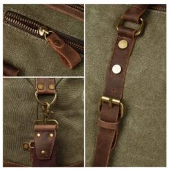 Duffel Bag, Berchirly 21" Large Canvas Leather Travel Sports Gym Bag Toiletry Bag Shoulder Carryon Luggage For Men Women - Army Green -Vera Bradley Shop 91g5 kGGUbL