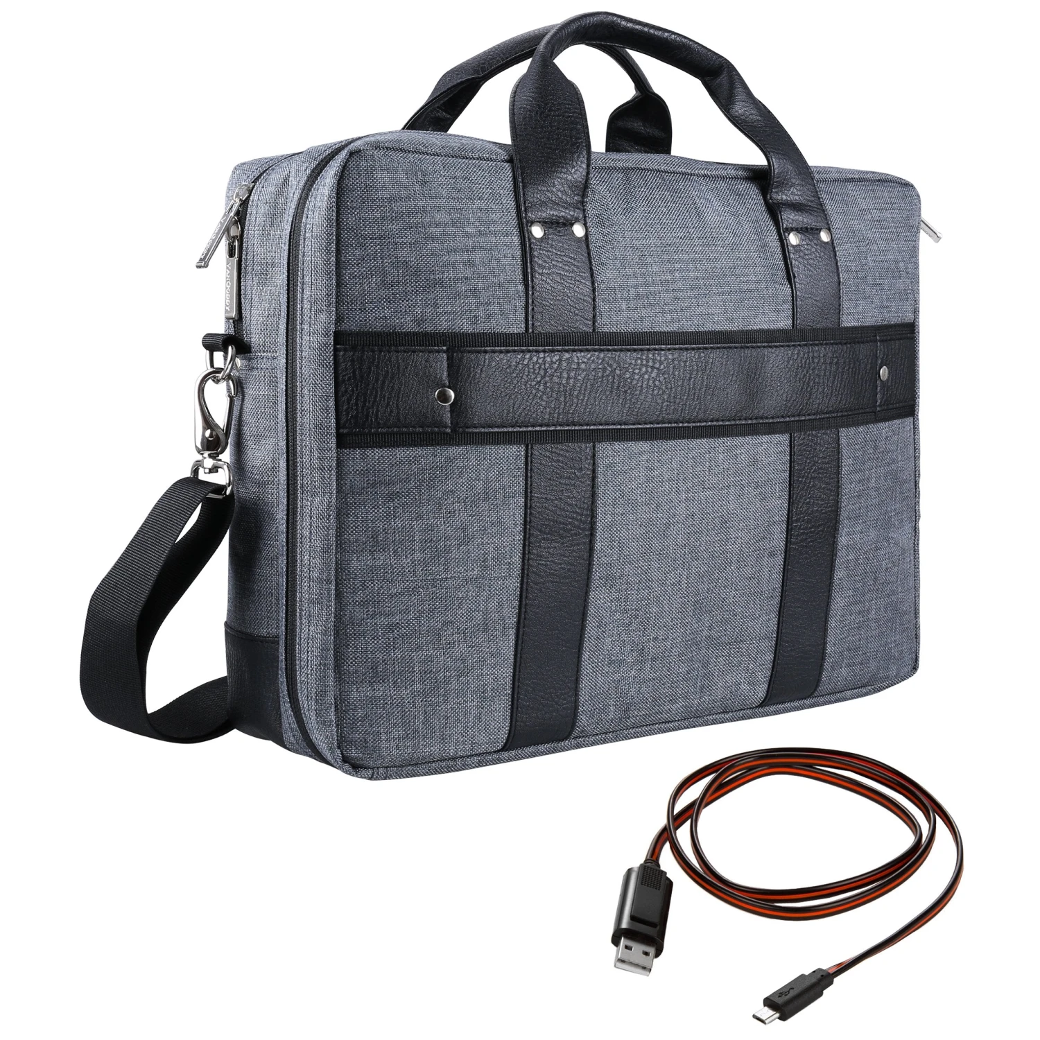 Vangoddy Chrono Grey Rugged Tote Crossbody Shoulder Bag For Lenovo Flex 3 | IdeaPad | ThinkPad E L P Series 15.6" Laptop + Sync And Charge Cable 3 Vangoddy Chrono Grey Rugged Tote Crossbody Shoulder Bag For Lenovo Flex 3 | IdeaPad | ThinkPad E L P Series 15.6" Laptop + Sync And Charge Cable