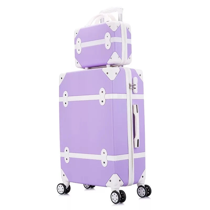 Carrylove Women Spinner Abs Retro Luggage 20"22"24"26" Trolley Bag 6 Carrylove Women Spinner Abs Retro Luggage 20"22"24"26" Trolley Bag - Image 4