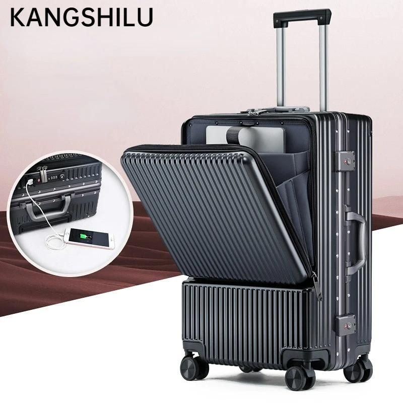 KANGSHILU Aluminum Frame 20 Inches Travel Suitcases Universal Wheel 4 KANGSHILU Aluminum Frame 20 Inches Travel Suitcases Universal Wheel - Image 2
