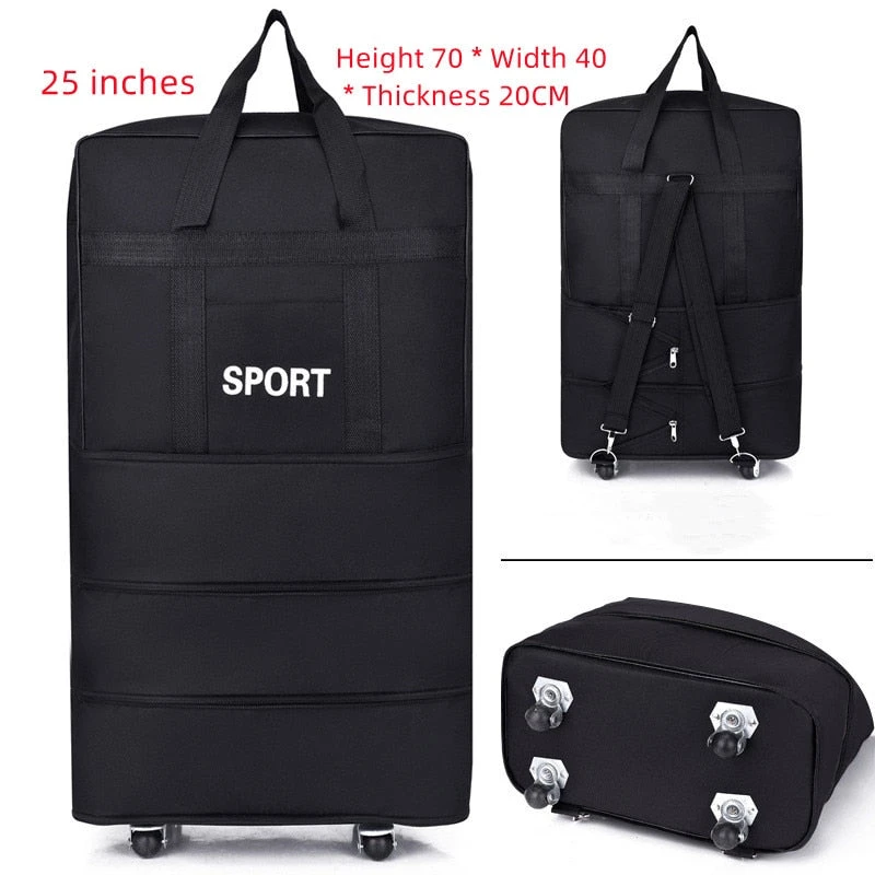 Luggage Bag With Wheels Expandable Folding Oxford Trolley Suitcase 4 Luggage Bag With Wheels Expandable Folding Oxford Trolley Suitcase - Image 2