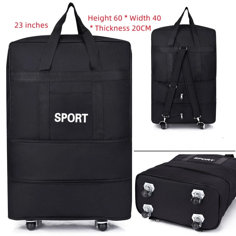 Luggage Bag With Wheels Expandable Folding Oxford Trolley Suitcase 5 Luggage Bag With Wheels Expandable Folding Oxford Trolley Suitcase - Image 3