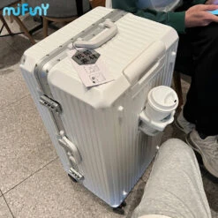 MIFUNY Travel Luggage With Cup Holder Aluminum Frame Suitcase Large