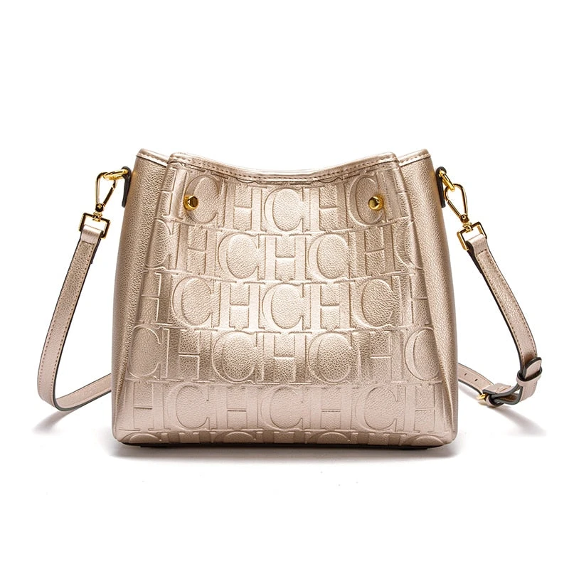 New Pu Bucket Bag Fashion Stitching Wild Messenger Brand Women's 6 New Pu Bucket Bag Fashion Stitching Wild Messenger Brand Women's - Image 4