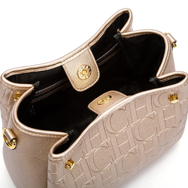 New Pu Bucket Bag Fashion Stitching Wild Messenger Brand Women's 5 New Pu Bucket Bag Fashion Stitching Wild Messenger Brand Women's - Image 3