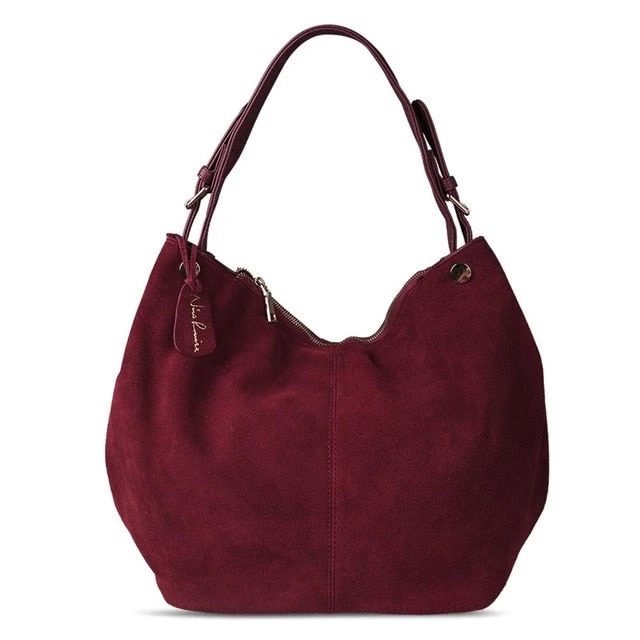 Nico Louise Women Real Split Suede Leather Hobo Bag New Design Female Leisure Large Shoulder Bags 6 Nico Louise Women Real Split Suede Leather Hobo Bag New Design Female Leisure Large Shoulder Bags - Image 4