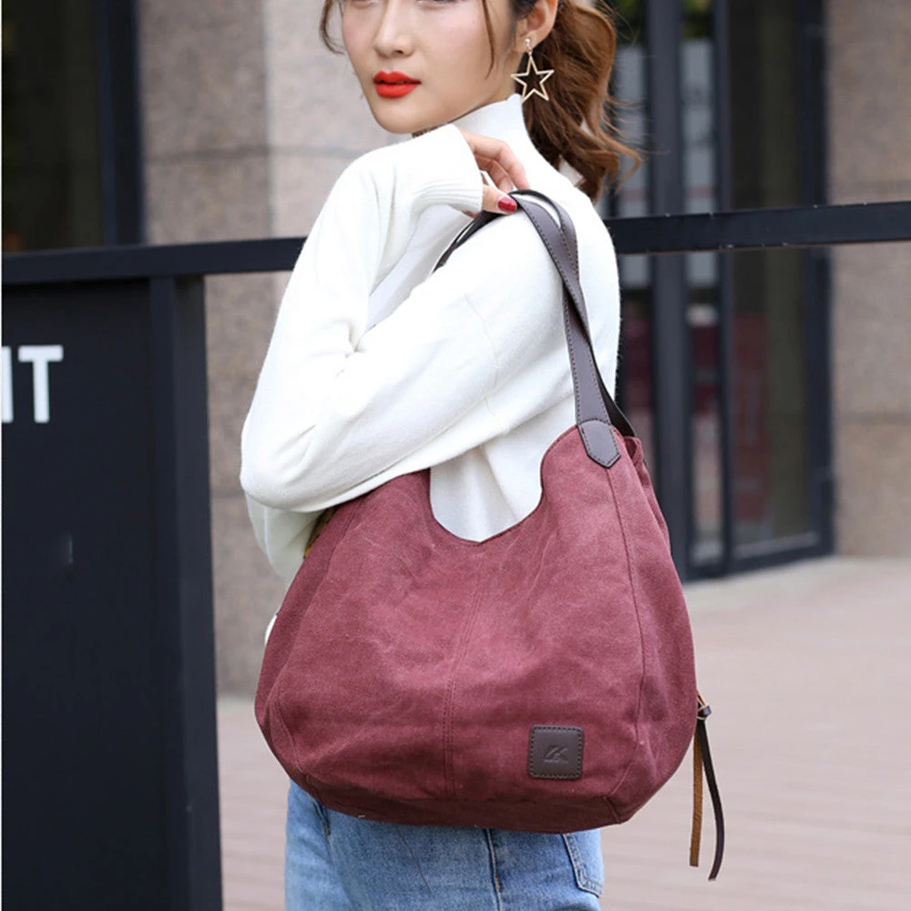 Women'S Canvas Handbags Vintage High Quality Female Hobos Single Shoulder Bags 8 Women'S Canvas Handbags Vintage High Quality Female Hobos Single Shoulder Bags - Image 6