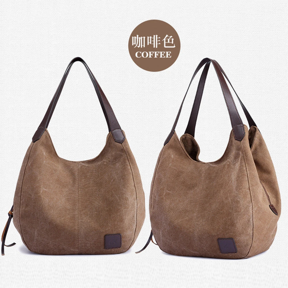 Women'S Canvas Handbags Vintage High Quality Female Hobos Single Shoulder Bags 4 Women'S Canvas Handbags Vintage High Quality Female Hobos Single Shoulder Bags - Image 2