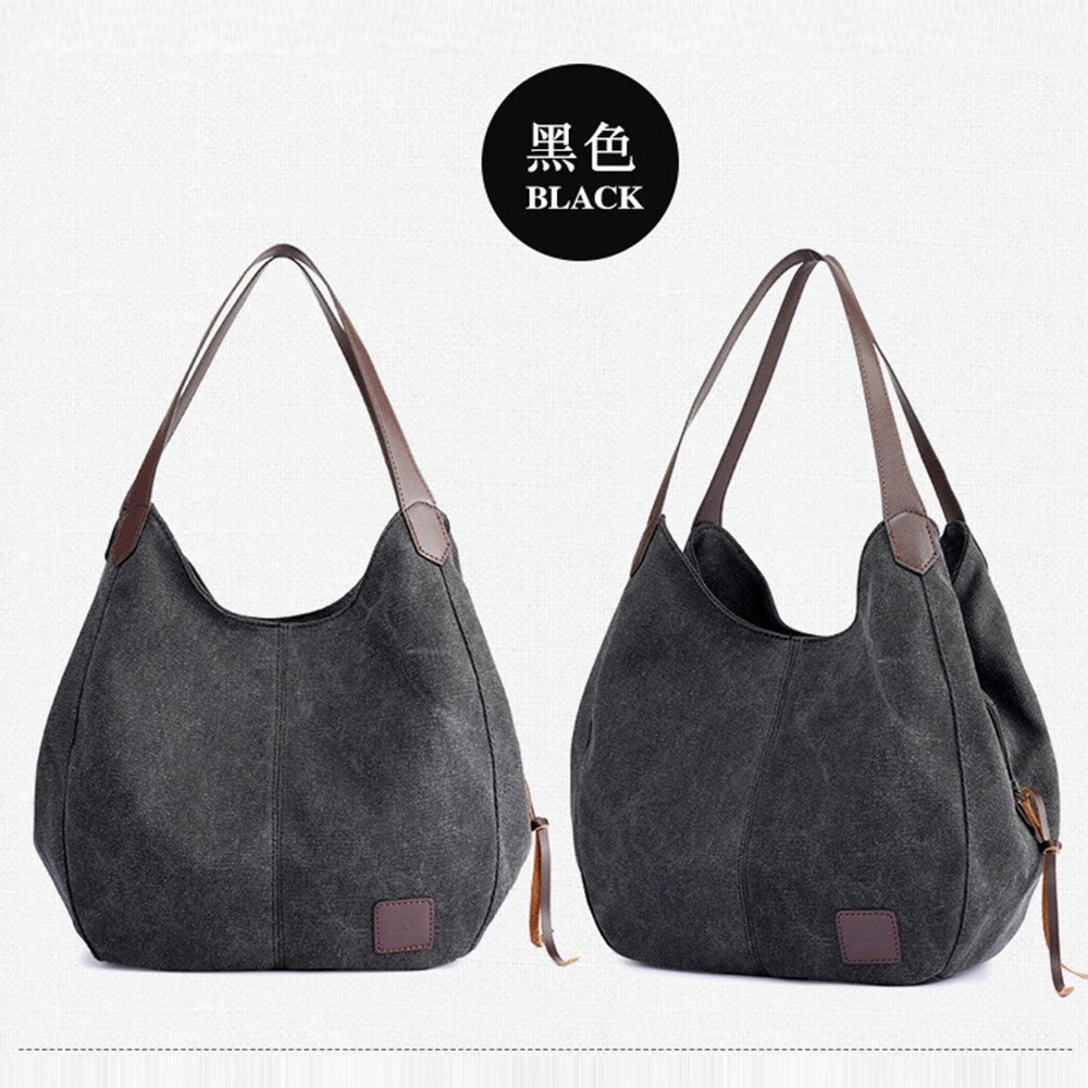 Women'S Canvas Handbags Vintage High Quality Female Hobos Single Shoulder Bags 5 Women'S Canvas Handbags Vintage High Quality Female Hobos Single Shoulder Bags - Image 3