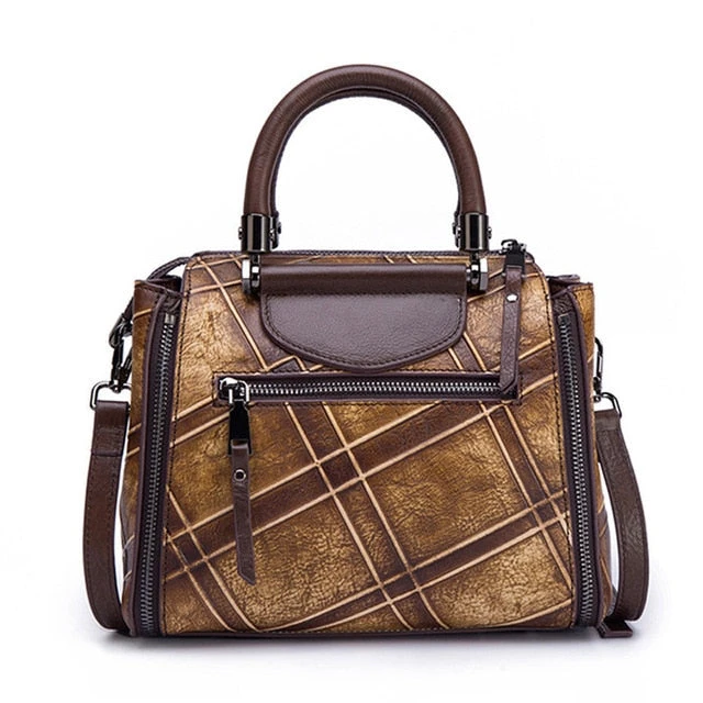 2018 Vintage Design Genuine Leather Women Handbags Satchels Pattern Luxury Women Bags Leather 7 2018 Vintage Design Genuine Leather Women Handbags Satchels Pattern Luxury Women Bags Leather - Image 5