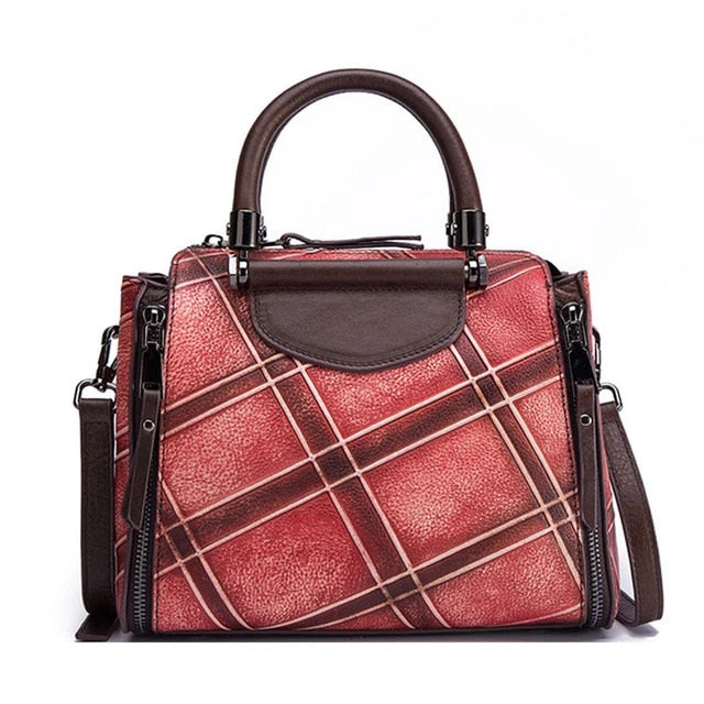 2018 Vintage Design Genuine Leather Women Handbags Satchels Pattern Luxury Women Bags Leather 4 2018 Vintage Design Genuine Leather Women Handbags Satchels Pattern Luxury Women Bags Leather - Image 2