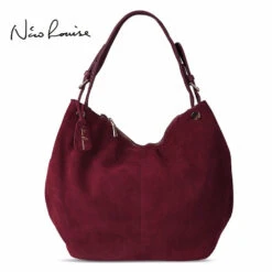 Nico Louise Women Real Split Suede Leather Hobo Bag New Design Female Leisure Large Shoulder Bags